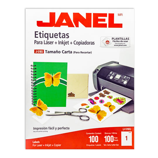 Etiqueta láser JANEL tamaño carta color blanco - 1 paquete