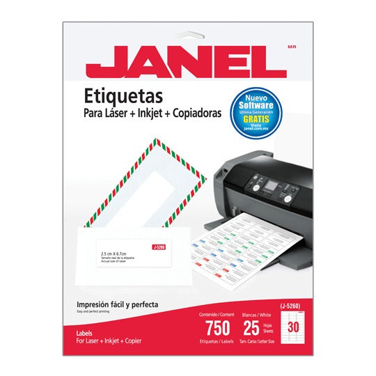 Etiqueta Laser Janel Blanca 34 x 102mm - Paquete con 1000 Etiquetas