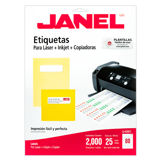 Etiqueta Laser Janel Blanca 13 x 45mm - Paquete con 2000 Etiquetas