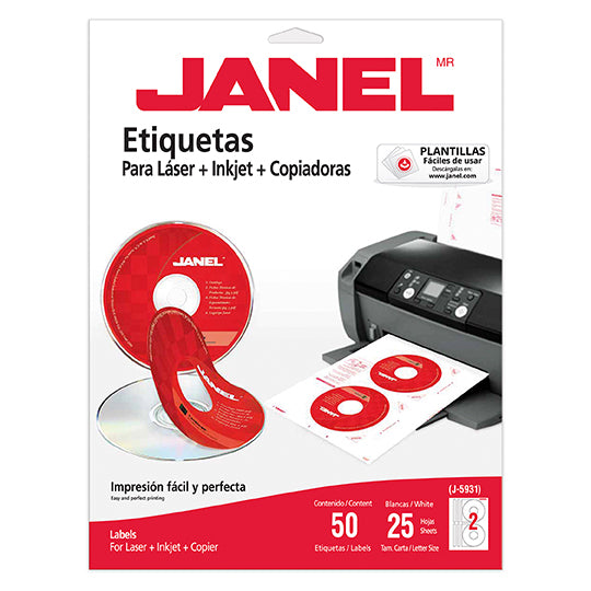 Etiqueta Laser Janel Blanca CD, 117mm - 1 paquete