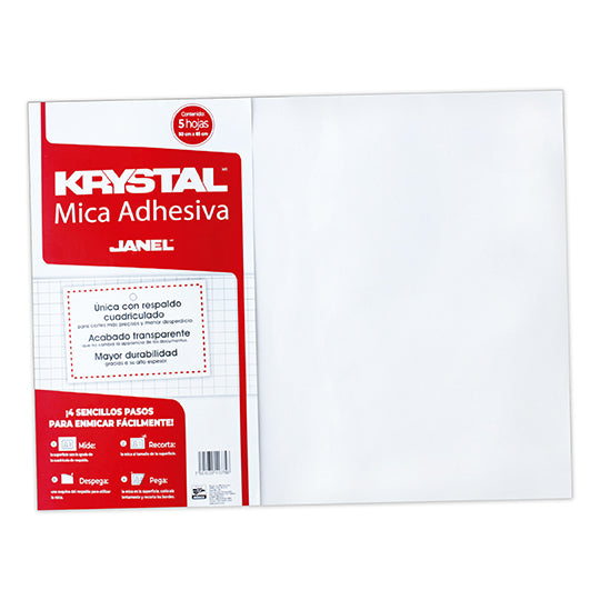 Mica Adhesiva Krystal de 50cm x 65cm - Bolsa con 5 Hojas