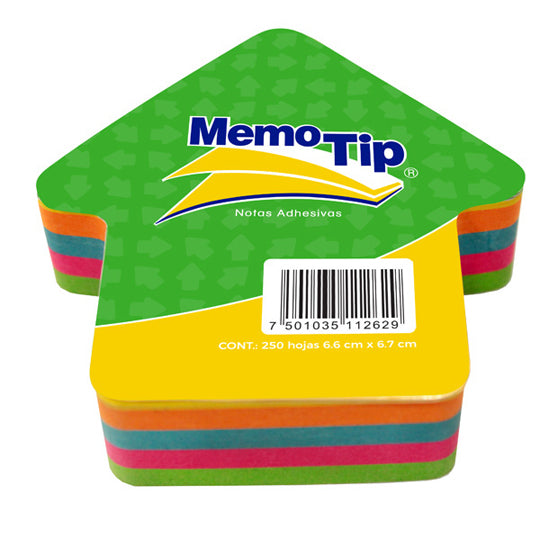 Block de Notas Adhesivas Memo-Tip de Flecha, Surtido Neon - Block con 250 Notas