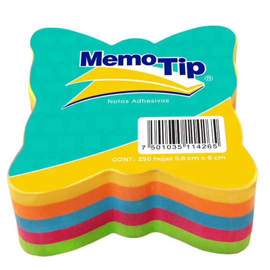 Block de Notas Adhesivas Memo-Tip de Mariposa, Surtido Neon - Block con 250 Notas