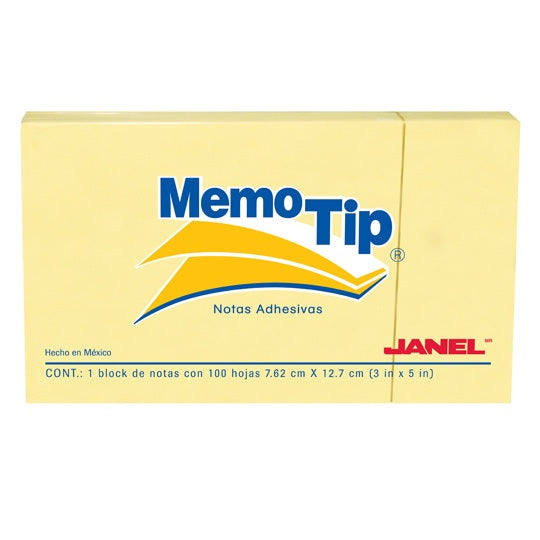 Block de Notas Adhesivas Memo-Tip, Amarillas - Block con 100 Notas