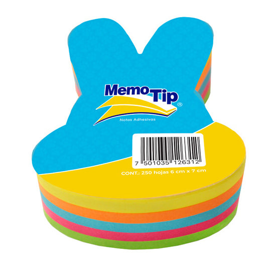 Block de Notas Adhesivas Memo-Tip de Conejo, Surtido Neon - Block con 250 Notas