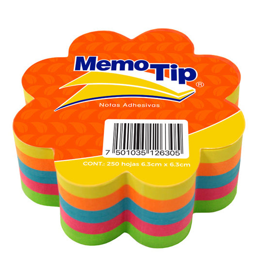 Block de Notas Adhesivas Memo-Tip de Flor, Surtido Neon - Block con 250 Notas