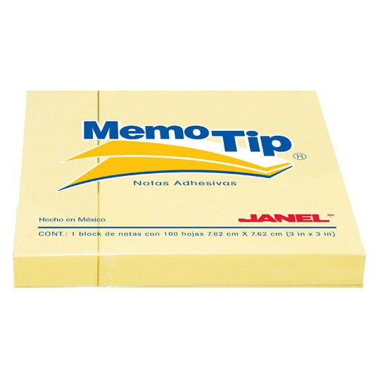 Block de Notas Adhesivas Memo-Tip, Amarillo - Block con 100 Notas