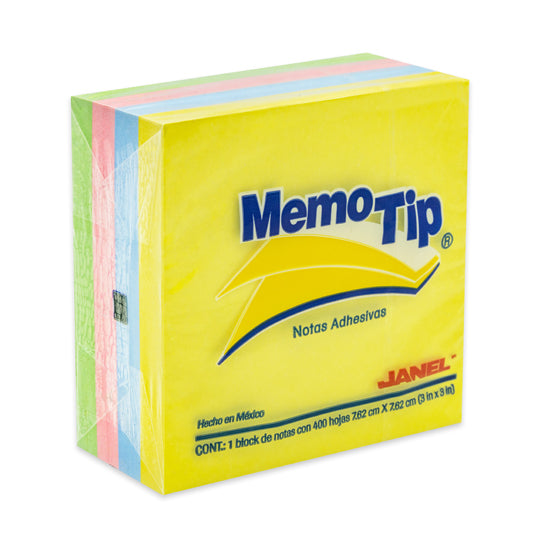 Block de Notas Adhesivas Memo-Tip, Surtido Pastel - Block con 400 Notas