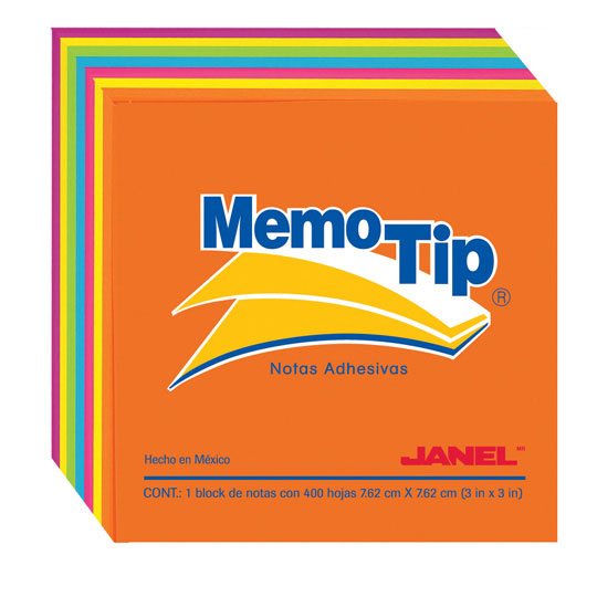 Block de Notas Adhesivas Memo-Tip, Surtido Neon - Block con 400 Notas