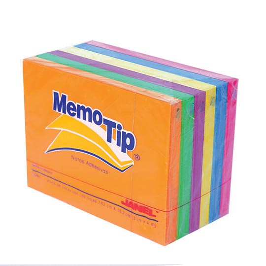 Block de Notas Adhesivas Memo-Tip, Surtido Neon - Block con 100 Notas