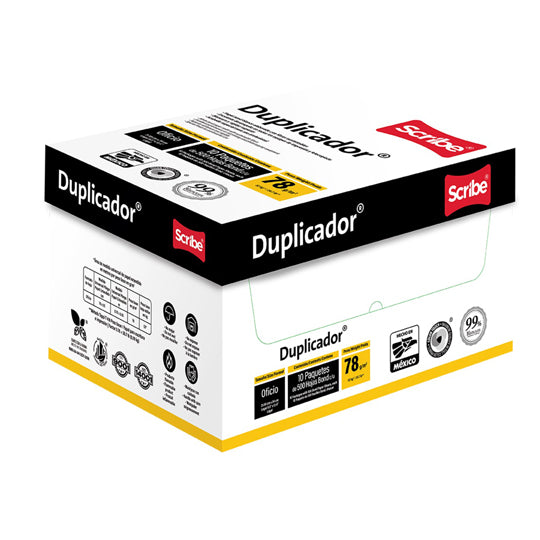 Papel bond Scribe duplicador oficio blancura 99% 78g
