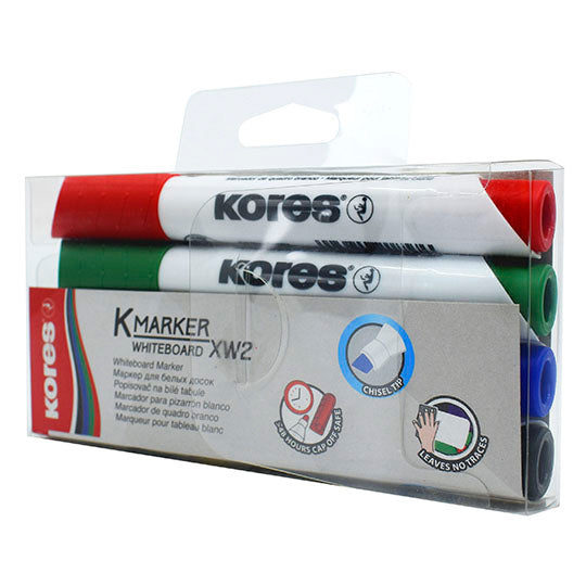 Marcador para pizarrón KORES colores surtidos - caja con 4 piezas