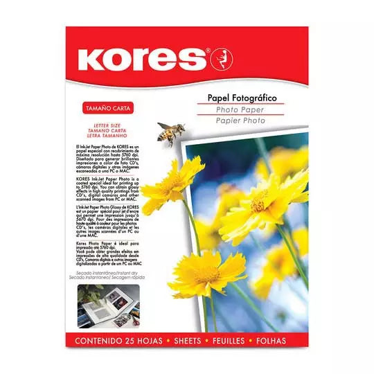 Papel fotográfico KORES Photo Glossy tamaño carta
