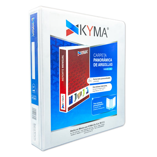 Carpeta KYMA herraje en O 1.5 pulgadas color blanco tamaño carta