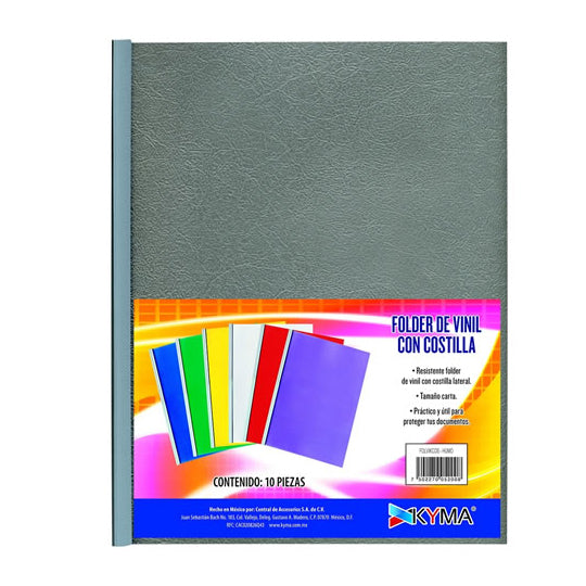 Folder vinil KYMA con costilla humo - 10 piezas