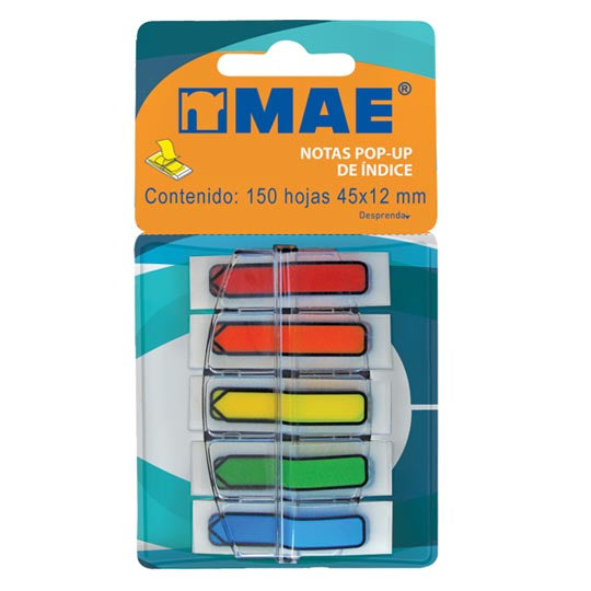 Banderitas Adhesivas MAE de Flecha, Surtido Neón - Estuche con 5 Blokcs