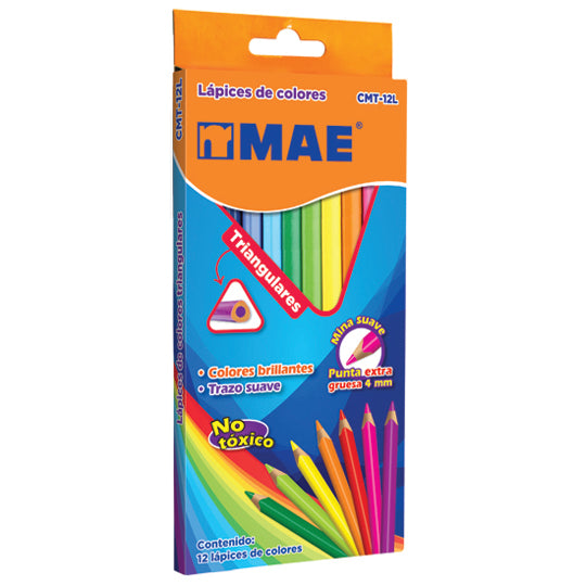 Lápices de color MAE triangulares 12 piezas