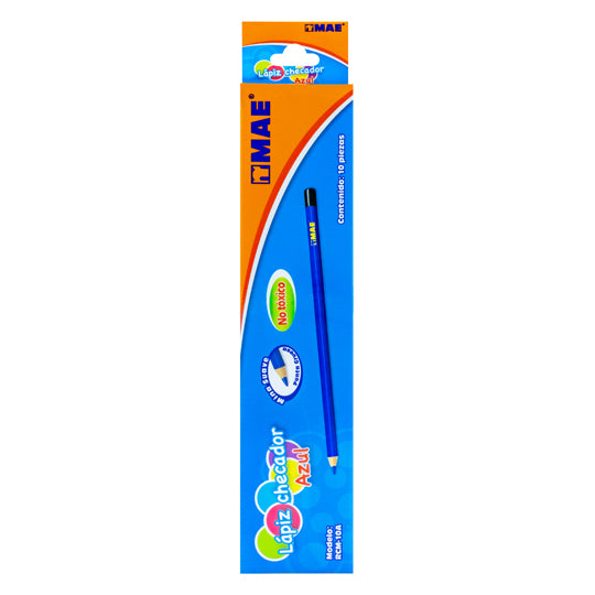 Lápiz checador MAE color azul - caja con 10 lápices