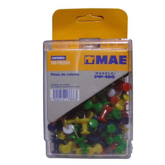 Pines MAE colores solidos - caja con 100 piezas