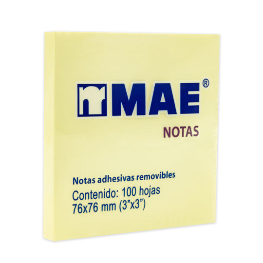 Block de Notas Adhesivas MAE, Amarillo - Block con 100 Notas