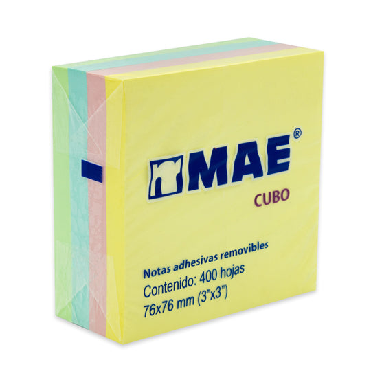 Block de Notas Adhesivas MAE, Surtido Pastel - Block con 400 Notas