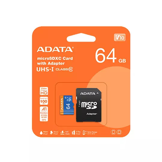 MEMORIA FLASH ADATA PREMIER, 64GB MICROSDXC, con adaptador