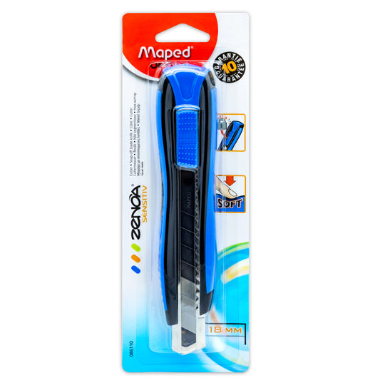 Cutter alma metálica ZENOA SENSITIV 18mm color negro con azul - 1 pieza