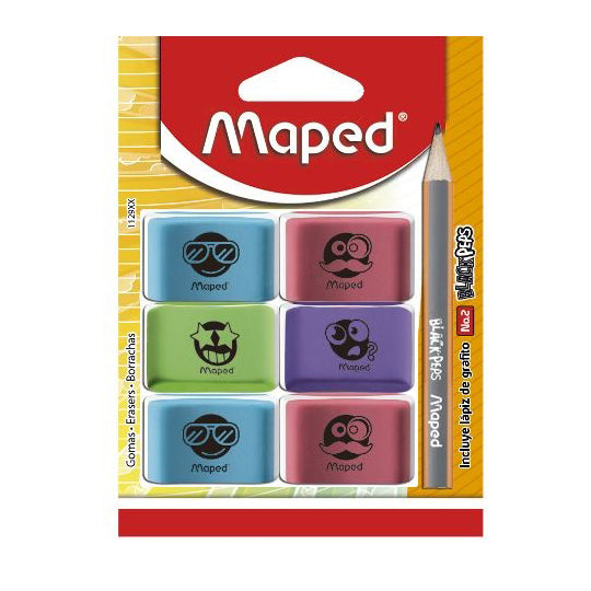 Goma Maped, Surtido y Diseño - Caja con 6 Piezas