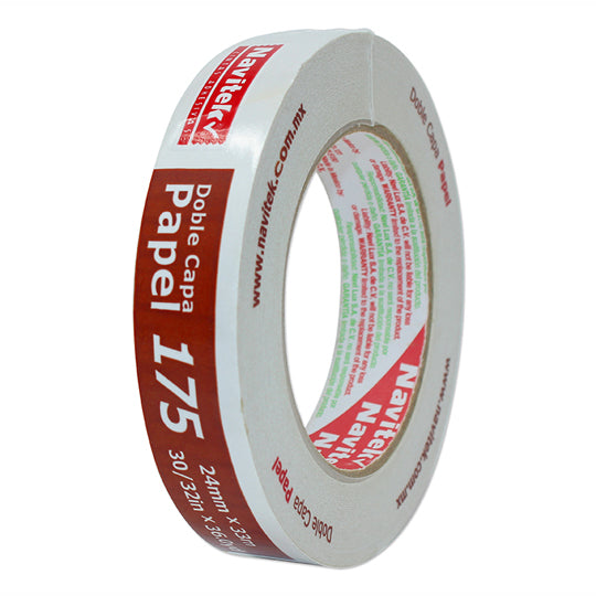 Cinta Adhesiva Doble Cara Navitek Blanca de 24mm x 33m - 1 pieza