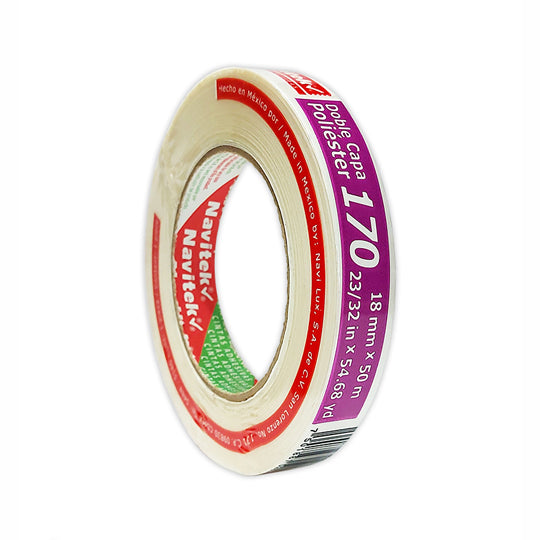 Cinta Adhesiva Doble Cara Navitek Transparente de 18mm x 50m - 1 pieza