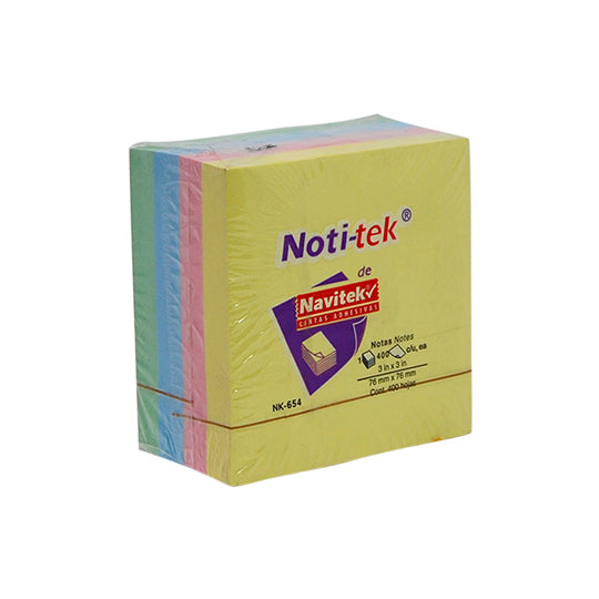Notas Adhesivas Navitek 4 Colores Pastel 3" x 3" - Block con 400 Hojas
