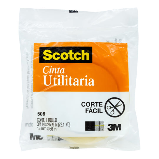 Cinta Utilitaria Scotch Transparente de 18mm x 66m - 1 Pieza