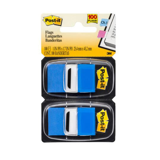 Banderitas Adhesivas POST-IT, Azules - Estuche con 2 Blokcs
