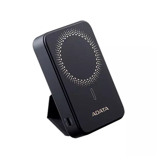 Power Bank ADATA R100 PR100-12BK | 10,000 mAh | Carga Inalámbrica Magnética MagSafe/Qi2 | QC/PD 20W | 3 Dispositivos Simultáneos | Soporte Plegable | Pass-Through | Negro | SKU PR100-12BK