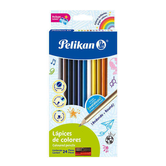 Lápices de colores PELIKAN redondos 24 piezas
