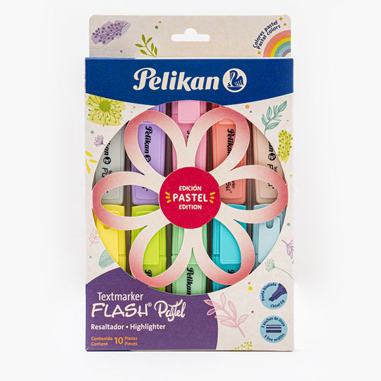 Textmarker Flash Pastel PELIKAN surtidos - 10 piezas