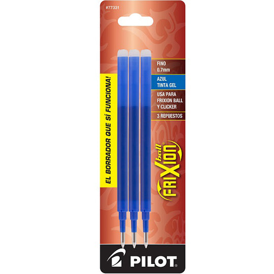 Repuesto de Tinta Frixion Punto Fino 0.7mm, Azul - Estuche con 3 Piezas