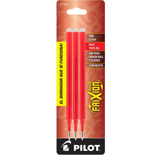 Repuesto de Tinta Frixion Punto Fino 0.7mm, Rojo - Estuche con 3 Piezas