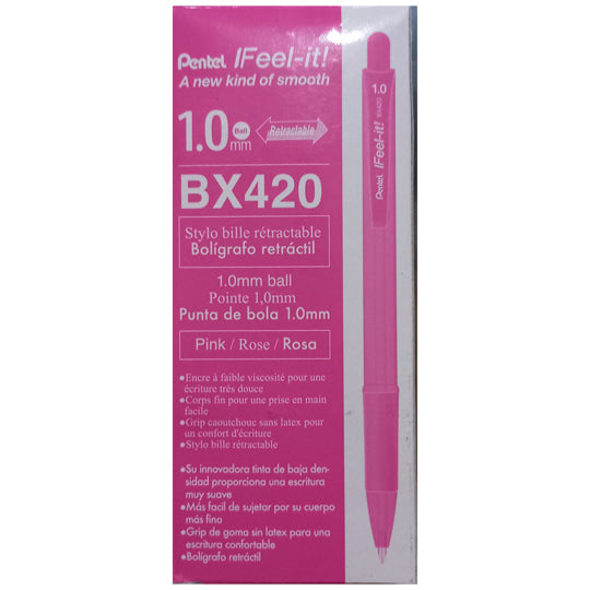 Bolígrafo Pentel ifeel-it Punta 1.0 mm Rosa - 12 piezas