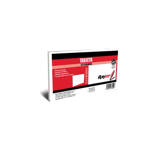 Tarjeta bibliográfica RAYTER 3x5 blanca - 100 piezas