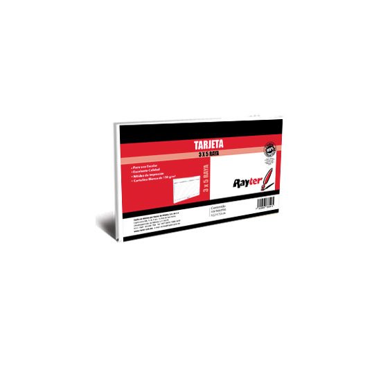 Tarjeta bibliográfica RAYTER 3x5 rayada blanca - 100 piezas