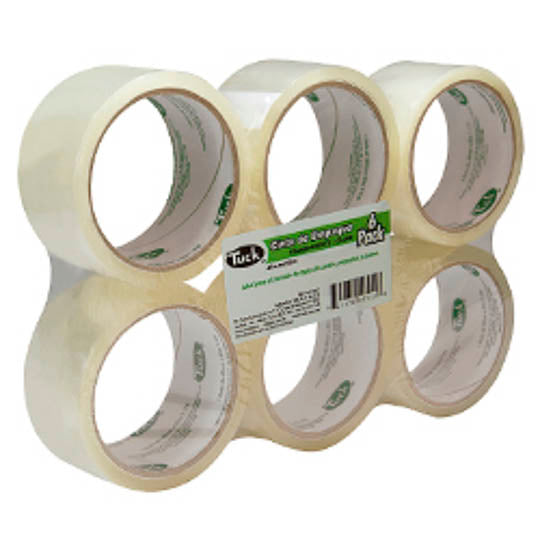 Cinta de Empaque Tuk Transparente de 48mm x 50m - Paquete con 6 piezas
