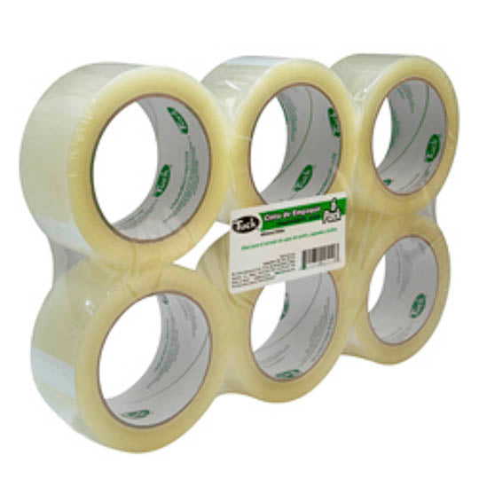 Cinta de Empaque Tuk Transparente de 48mm x 100m - Paquete con 6 piezas