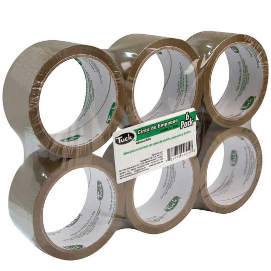 Cinta de Empaque Tuk Canela de 48mm x 50m - Paquete con 6 piezas
