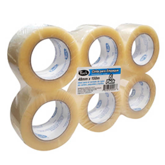 Cinta de Empaque Tuk Transparente de 48mm x 150m - Paquete con 6 piezas