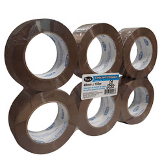 Cinta de Empaque Tuk Canela de 48mm x 150m - Paquete con 6 piezas