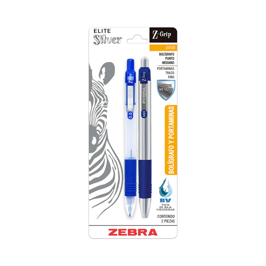 Juego de Bolígrafo y Portaminas Retráctil, Azul - Paquete de 2 Piezas