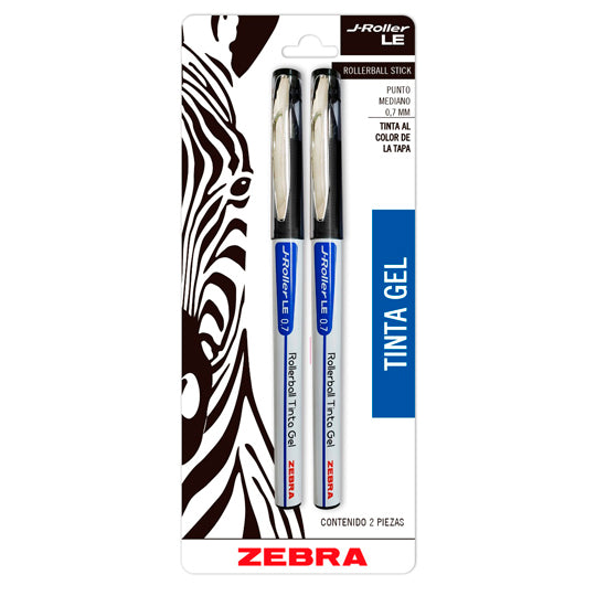 Bolígrafo Lm-j-roller Punto Mediano 0.7mm de Gel, Negro - Paquete con 2 Piezas