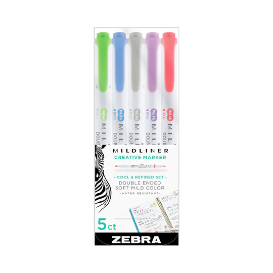 Marcador Mildliner Doble Punta Cincel y Fino, Surtido - Estuche con 5 Piezas