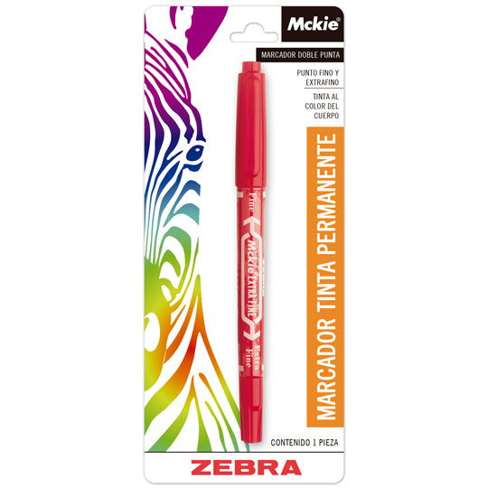 Marcador doble punta Mckie ZEBRA punta fina y extra fina rojo